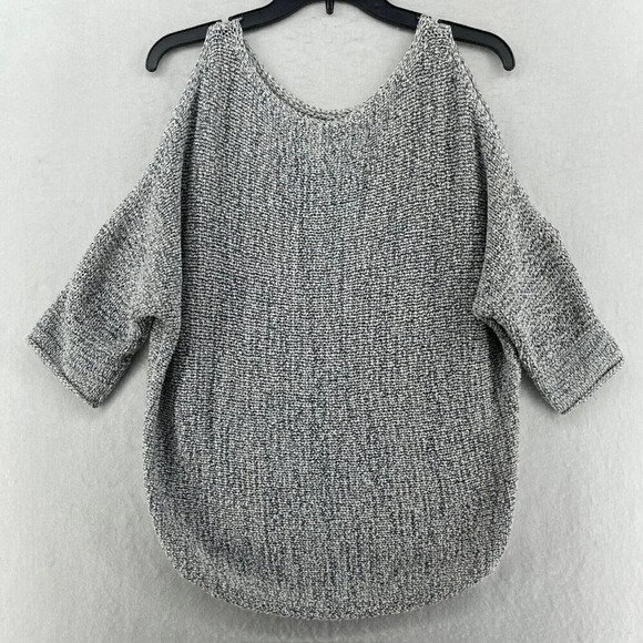 Lou & Grey Sweater Women's Sz S Gray Knitted Cold Shoulder Sleeve Pullover - Picture 2 of 12